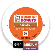 Dunkin' Donuts Hazelnut K-Cup Pods, Medium Roast, 64 Count for Keurig Coffee Makers