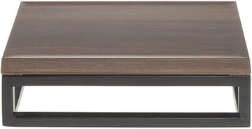 HUBERT Black Display Riser with Acacia Top - 3 1/5" H