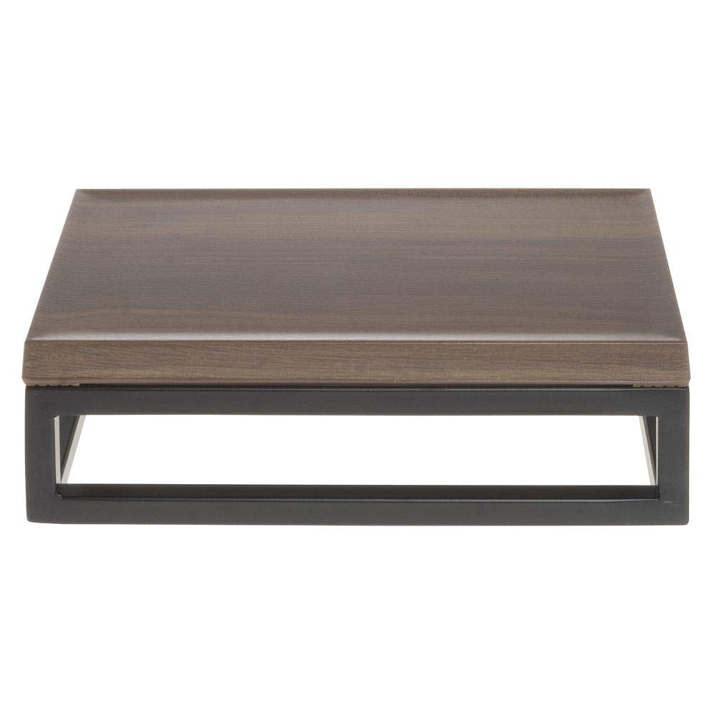 Black Display Riser with Acacia Top - 3 1/5" H by HUBERT – Metal, Black, Model 39035+14779