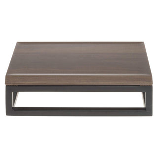 Black Display Riser with Acacia Top - 3 1/5" H by HUBERT – Metal, Black, Model 39035+14779