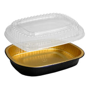 Handi Foil Gourmet To Go Small Oblong Black-Gold with Clear Lid (PACK OF 100) by HFA – Small, 16.0 fluid_ounces, crystal, black, Pack of 100