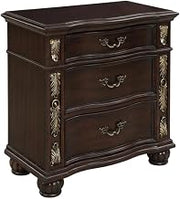 Furnifact Brown 3-Drawer Nightstand, Solid Wood Construction, Sturdy Design, Smooth Drawer Operation, Spacious Storage, Elegant Bedroom Décor