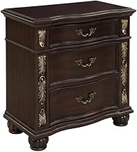 Furnifact Brown 3-Drawer Nightstand, Solid Wood Construction, Sturdy Design, Smooth Drawer Operation, Spacious Storage, Elegant Bedroom Décor