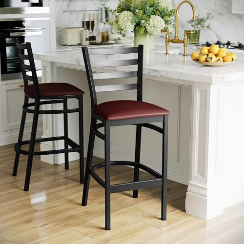 Flash Furniture Burgundy Vinyl Seat/Black Metal Frame / Set of 1 / Traditional Barstools