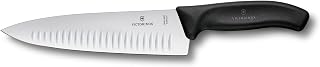 Victorinox Swiss Classic 8 Inch Chef's Knife with Granton Blade, Stainless Steel, Black
