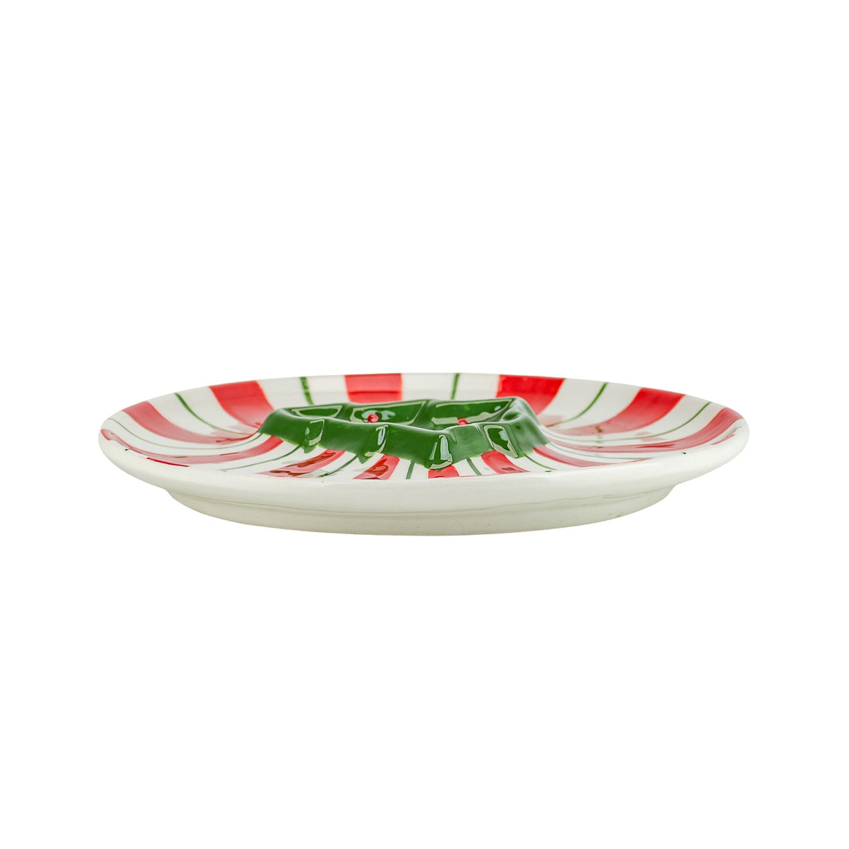 Peppermint Tree Chip & Dip Plate by 10 Strawberry Street – Large, Dolomite, Peppermint Red & Green, Model CDT-14-40-002-DS