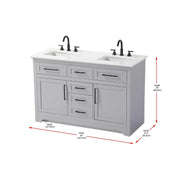 54" Double Bathroom Vanity in Grey by Elegant Kitchen and Bath – unspecified, Aluminum, Grey, Model VF85054DGR
