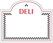 HUBERT Deli Tag Write on Style with Dome Top White Heat Resistant Merchandising Tag - 3 5/16 L x 2 3/4 H, 12/Bag