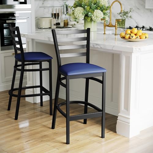 Flash Furniture Blue Vinyl Seat/Black Metal Frame / Set of 1 / Traditional Barstools