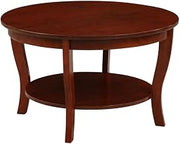 Furnifact Brown Round Coffee Table with Shelf, Classic Style, Durable Wood Construction, Elegant Design for Living Room, Modern Home Decor