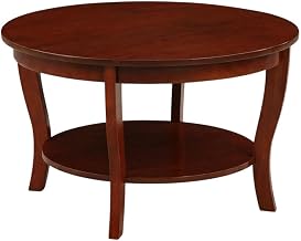 Furnifact Brown Round Coffee Table with Shelf, Classic Style, Durable Wood Construction, Elegant Design for Living Room, Modern Home Decor