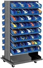 Global Industrial Double-Sided Mobile Rack, 16 Shelvs with (128) 4"W Blue Bins