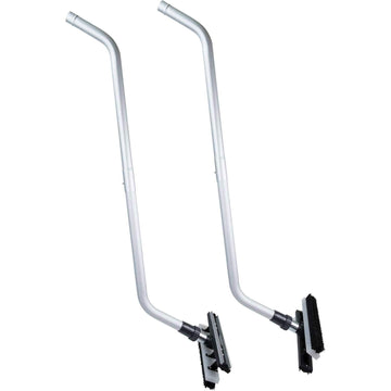 Dual Head Squeegee Wand W/Scrub Brush by EDIC – 10"L x 13"W x 60"H, Stainless Steel, Silver, Model 334ACH-2