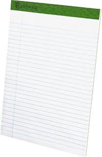 Ampad 100% Recycled Perforated Ruled 50 Sheet 8 1/2 x 11 3/4 Inch White Pads 12 Pack (20-172)