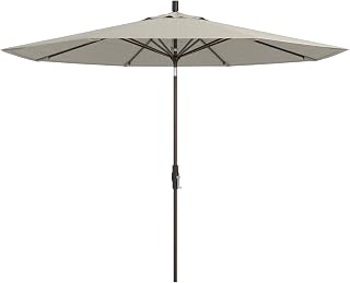California Umbrella 8-Year Protection 11-Ft Outdoor Patio Umbrella, Solstice Olefin Fade-Resistant Fabric, Crank Lift, 8-Rib Aluminum Frame, Bronze Pole