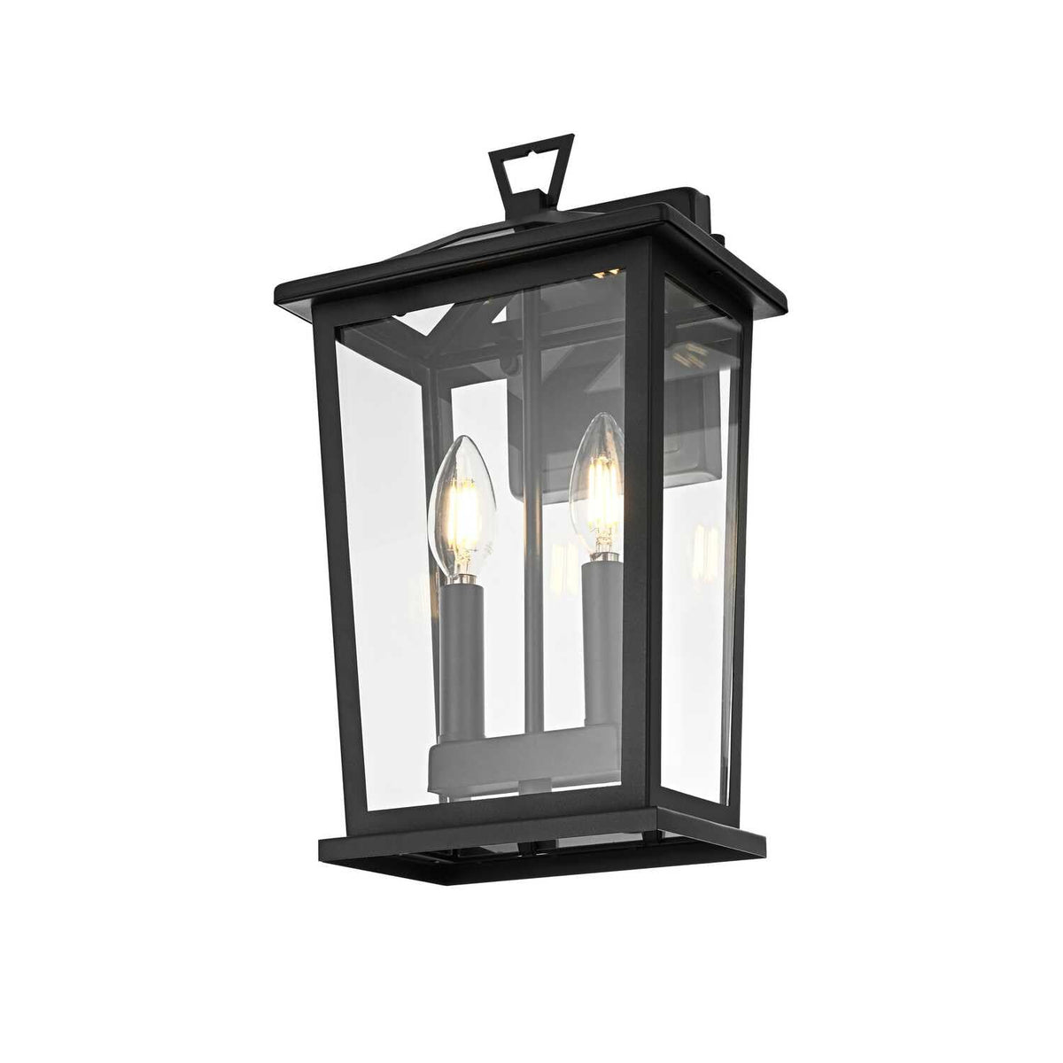 Berks Two Light Outdoor Wall Sconce Black by Lighting Design – Iron, Black