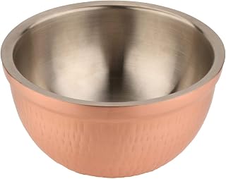 G.E.T. Enterprises MB-300-CPR/SS 2 Qt. Double Wall Bowl with Hammered Copper Finish, Copper with Stainless Steel Interior