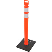 Portable Reflective Delineator Post with Square Base by Global Industrial – Polyethylene, Orange, Black, Model 670681