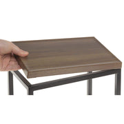 Black Display Riser with Acacia Top - 7" H by HUBERT – Metal, Black, Model 73114+14779