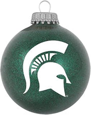 Michigan State Spartans Sparkle Ornament Blown Glass 3.25 Inch