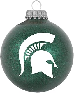 Michigan State Spartans Sparkle Ornament Blown Glass 3.25 Inch