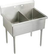 Elkay SS82600 Commercial 63" x 27-1/2" Floor Mount Double Compartment Scullery Sink