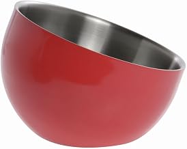 HUBERT Serving Bowl Red Stainless Steel with Double Walls Angled - 9 1/2 Dia