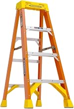 Werner 6204 stepladders, 4' Length, 19.92" Base Width, 7" Height, Orange, 4 Ft