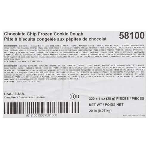 Otis Spunkmeyer Chocolate Chip / 0 Ounce (Pack of 320) / Brown, Yellow, Golden Cookie Dough