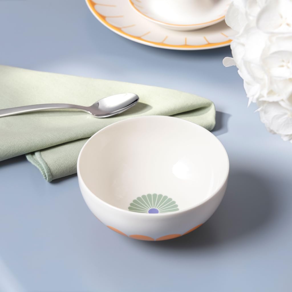 Fleur Bowl, Dimensions: Approx. 13 × 13 × 6.5 cm, Multicoloured, Dishwasher-Safe & Microwave-Safe, Floral Decor, Premium Porcelain Container by Villeroy & Boch – Model 10-4554-2535