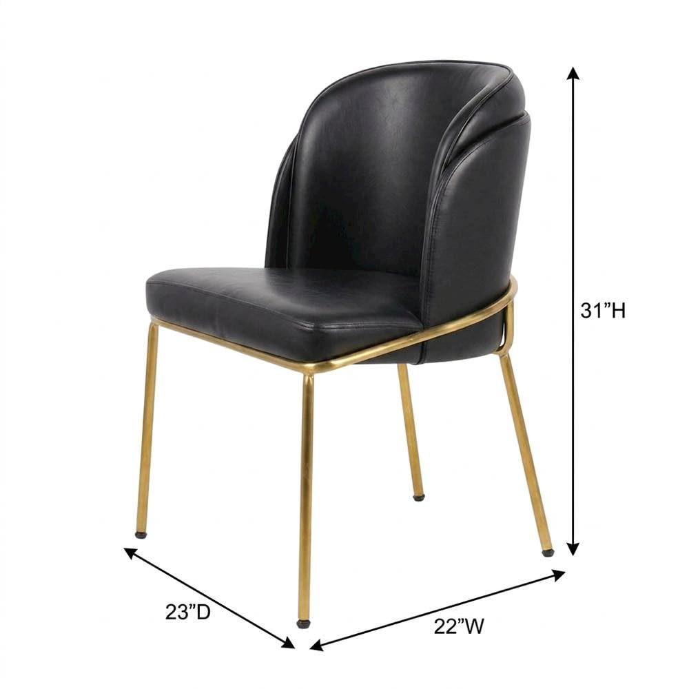 Vegan Leather-Upholstered Dining Chairs Set of by Starlight Canyon Home – Faux Leather, Black Vegan Leather/Gold, Pack of 2