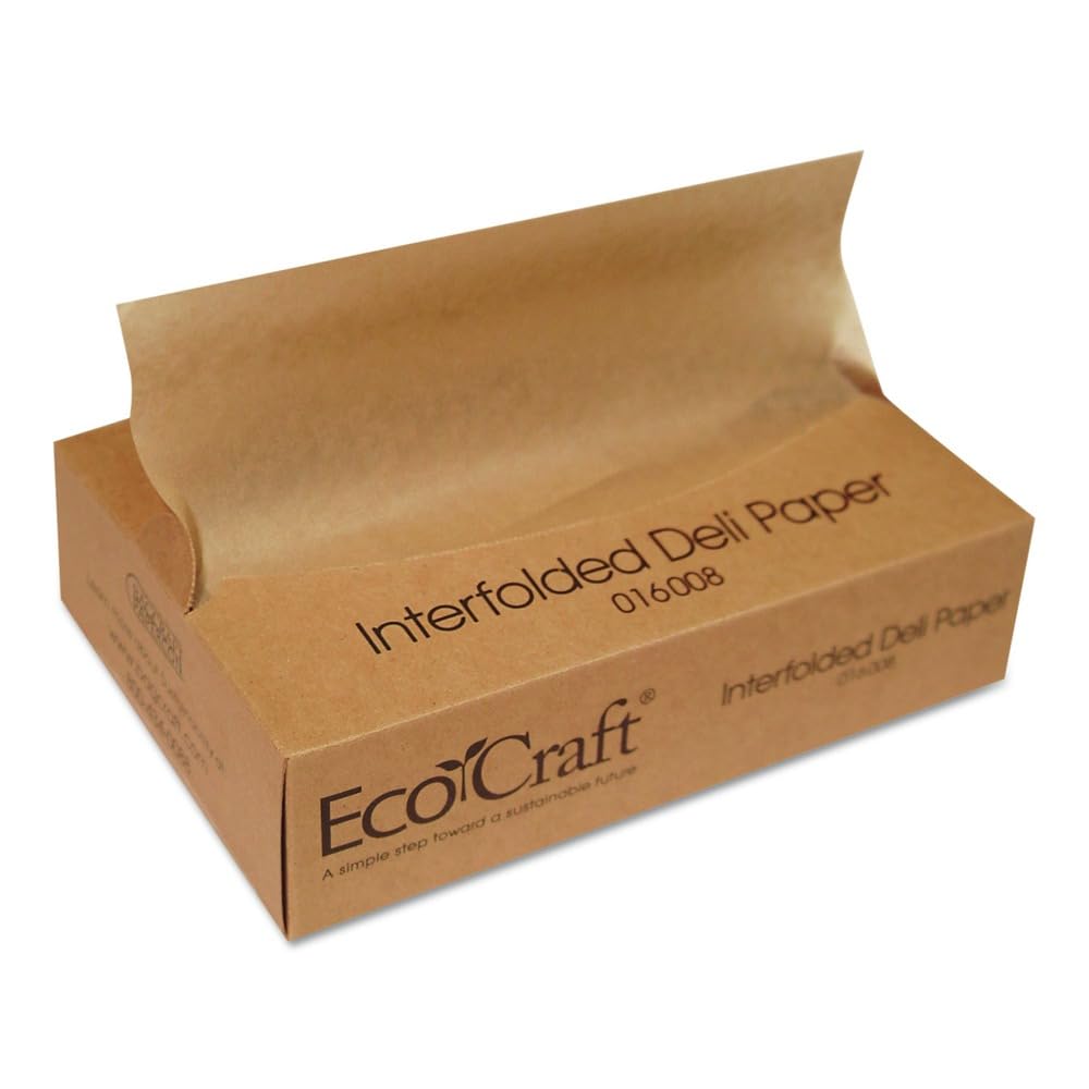 EcoCraft Interfolded Dry Wax Deli Paper by Bagcraft Papercon – 10000 CT, Paper, kraft, Model 016008