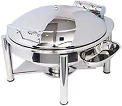 3938PL Crown Collection 6 Quart Induction Chafing Dish, Round, Hinged Lid, Pillared Style Stand