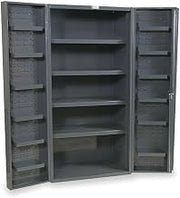 Heavy Duty Welded 14 Gauge Steel Cabinet with 12 Door Shelves by Durham – 36 x 24 x 72 inches, Alloy Steel, Grey, Model DC36-4S12DS-95