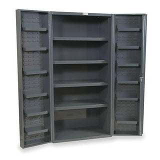 Heavy Duty Welded 14 Gauge Steel Cabinet with 12 Door Shelves by Durham – 36 x 24 x 72 inches, Alloy Steel, Grey, Model DC36-4S12DS-95