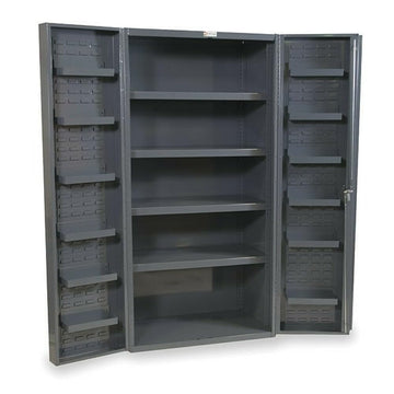 Heavy Duty Welded 14 Gauge Steel Cabinet with 12 Door Shelves by Durham – 36 x 24 x 72 inches, Alloy Steel, Grey, Model DC36-4S12DS-95
