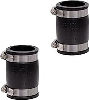 Fernco 1056-150 1-1/2-in. Flexible PVC Pipe Coupling for Cast Iron and Plastic Plumbing Connections 2-Pack
