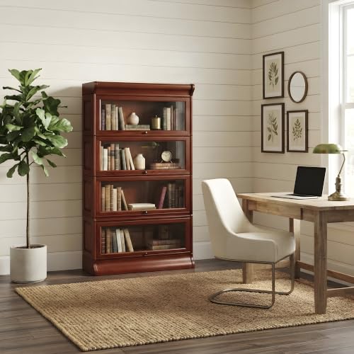 Starlight Canyon Home Solid Wood Barrister Bookcase with Beveled Glass Doors, Tall Bookshelf with Storage for Home Office, Michael's Cherry - image 3