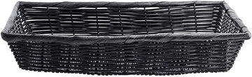 TableCraft 2489 Basket, 16" x 11" x 3", Rectangular, Hand-Woven, Polypropylene Cord, Black, 6 Each per case