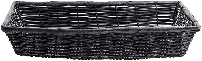 TableCraft 2489 Basket, 16" x 11" x 3", Rectangular, Hand-Woven, Polypropylene Cord, Black, 6 Each per case