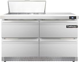 SW48-8C-FB-D Sandwich Unit, 48" W, With 8 Pan Top Openings, Front Breathing, Four Drawers & 19" Cutting Board
