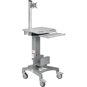 Height Adjustable Mobile Sit-Stand Computer Workstation by Global Industrial – Metal/Plastic, Gray, Model 695436