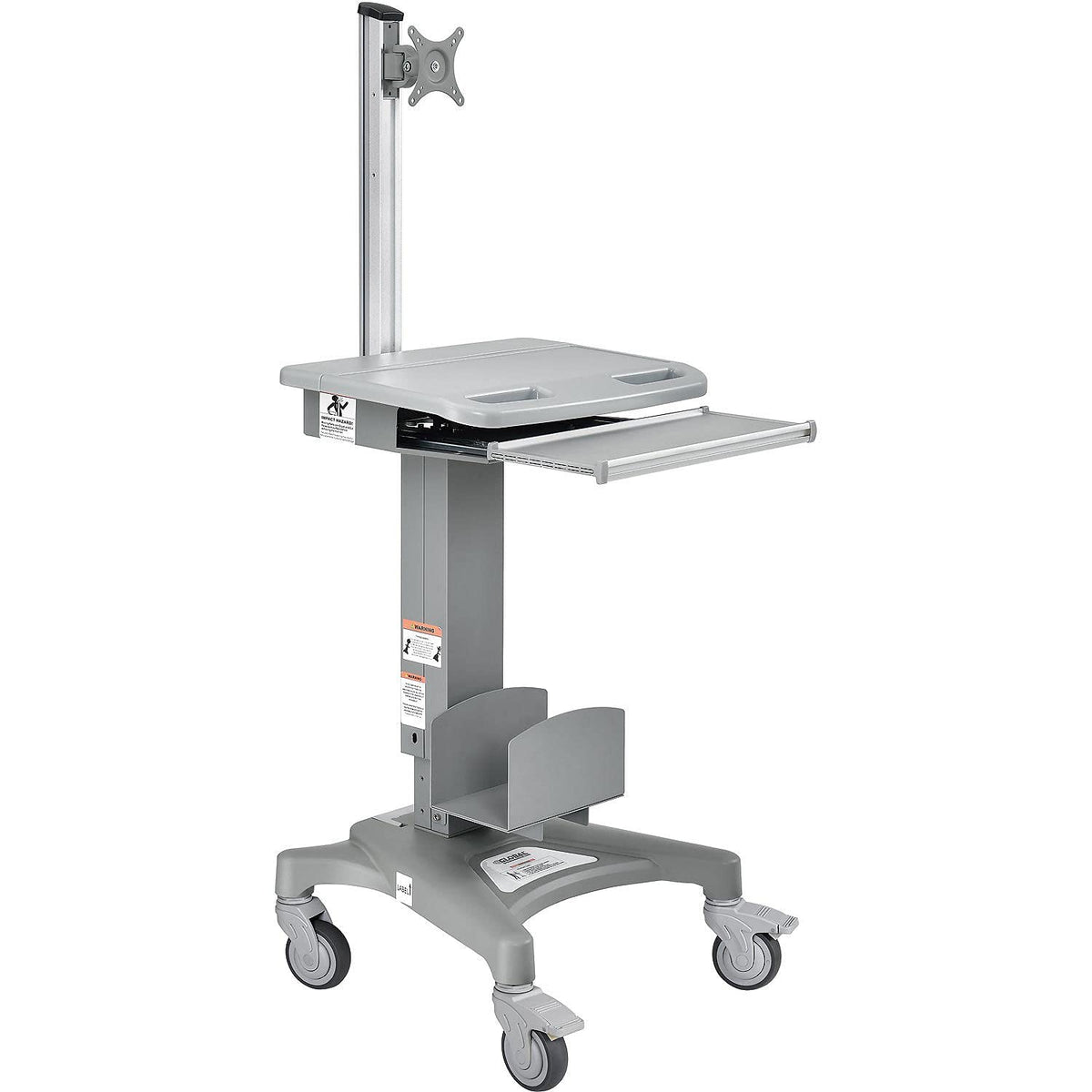 Height Adjustable Mobile Sit-Stand Computer Workstation by Global Industrial – Metal/Plastic, Gray, Model 695436