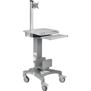 Height Adjustable Mobile Sit-Stand Computer Workstation by Global Industrial – Metal/Plastic, Gray, Model 695436