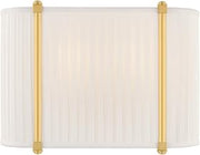 Hudson Valley Lighting Cornell 2-Light 9" Wall Sconce | Aged Brass Frame with Pleated Ivory Silk Shade | Slim Modern Vanity or Hallway Light Fixture with Timeless Elegance | AH6308-AGB