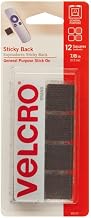 Velcro Sticky-Back Hook & Loop Fasteners Strip,SQ,STK-BCK,12/PK,BK (Pack of 50)