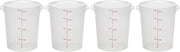 Cambro Food Storage Containers with Lids (BPA-Free) - 4 Quart - Food Grade Buckets with Lids (4 Pack) - For Dough Proofing and Brining (Translucent)