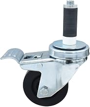 BK Resources 3" Hard Rubber 1" Expanding Stem Swivel Caster for Work Tables with Total Lock Brake, NSF, 300lb Capacity Per Wheel