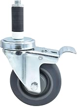 BK Resources 4" Gray Rubber 1" Expanding Stem Swivel Caster for Work Tables with Total Lock Brake, NSF, 250lb Capacity Per Wheel