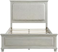 Starlight Canyon Home Polyester-Upholstered Queen Panel Bed with Headboard and Footboard, Queen Bed Frame for Bedroom Furniture, Gray